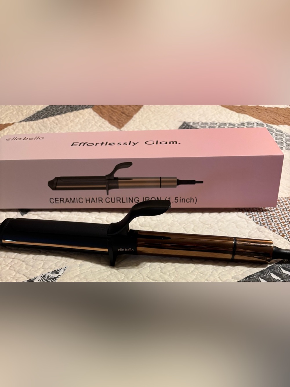Ella Bella 1.5" Ceramic Curling Wand in Gold and Black